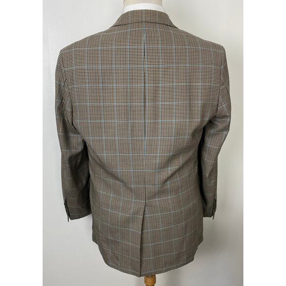 Men Brooks Brothers Madison houndstooth plaid 2-button wool blazer jacket, 41R - Picture 4 of 7